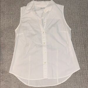 J. Crew White Sleeveless Button-Down Shirt